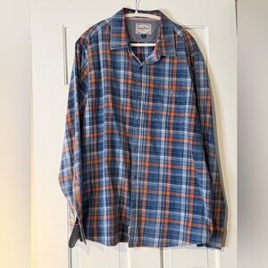 Blue and Orange Plaid Shirt